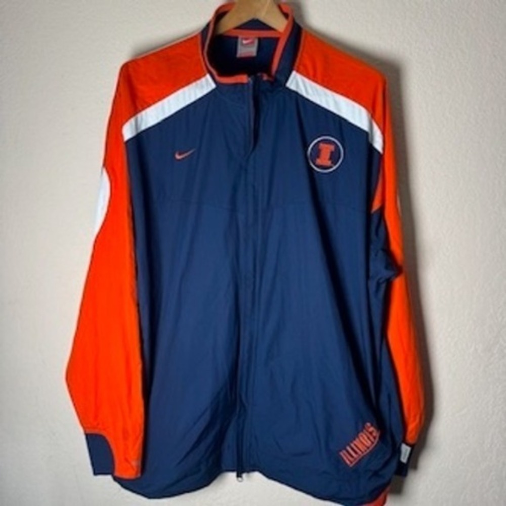 Nike Team Illinois Fighting Illini‎ Track Jacket Full Zip Orange Blue Mens